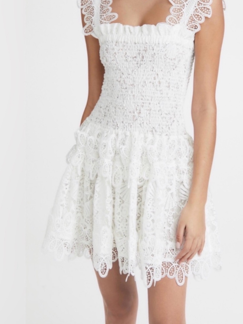 Waimari joy White Lace Smocked Mini Dress small S new with tags